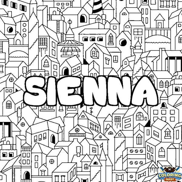 Coloring page first name SIENNA - City background