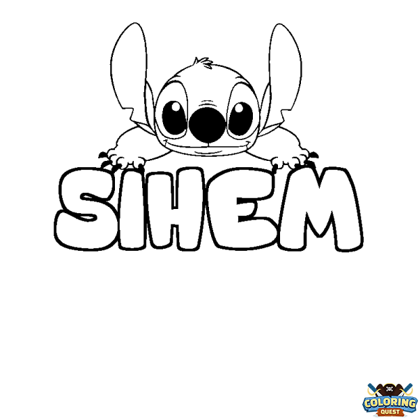 Coloring page first name SIHEM - Stitch background