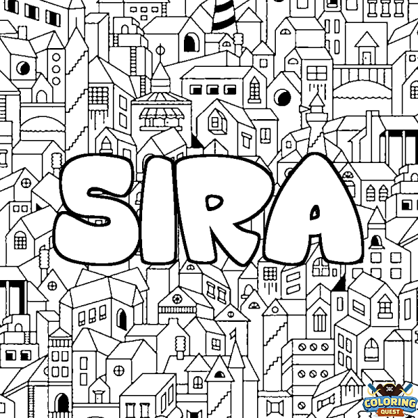 Coloring page first name SIRA - City background