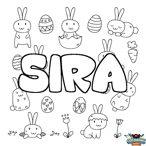 Coloring page first name SIRA - Easter background