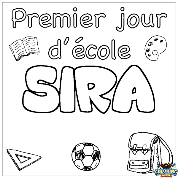 Coloring page first name SIRA - School First day background