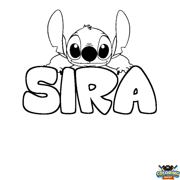 Coloring page first name SIRA - Stitch background