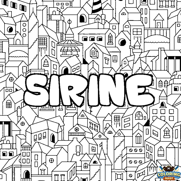 Coloring page first name SIRINE - City background