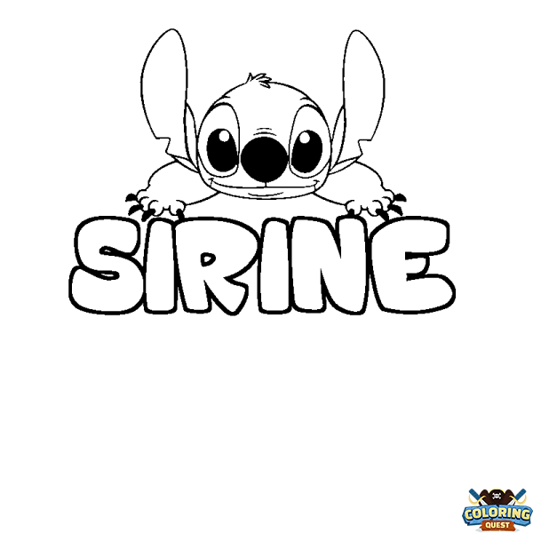 Coloring page first name SIRINE - Stitch background