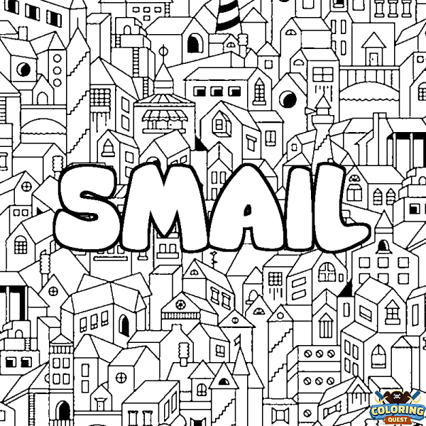 Coloring page first name SMAIL - City background