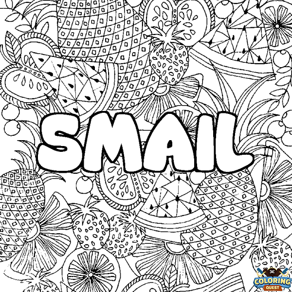 Coloring page first name SMAIL - Fruits mandala background