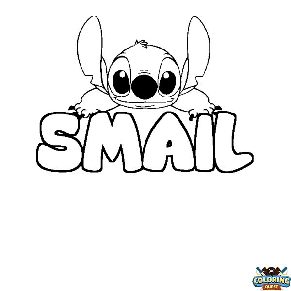 Coloring page first name SMAIL - Stitch background