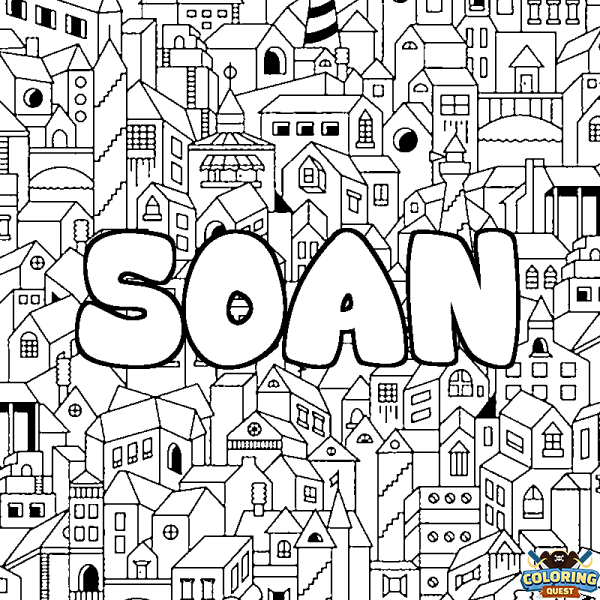 Coloring page first name SOAN - City background