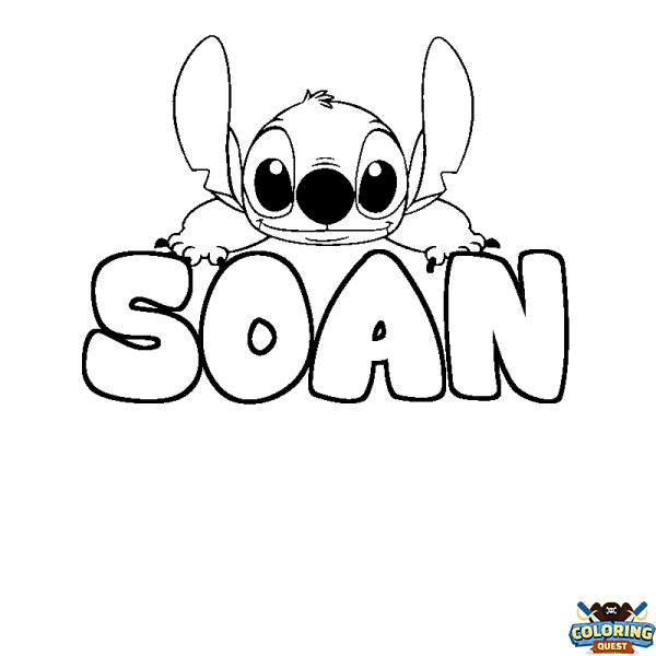 Coloring page first name SOAN - Stitch background