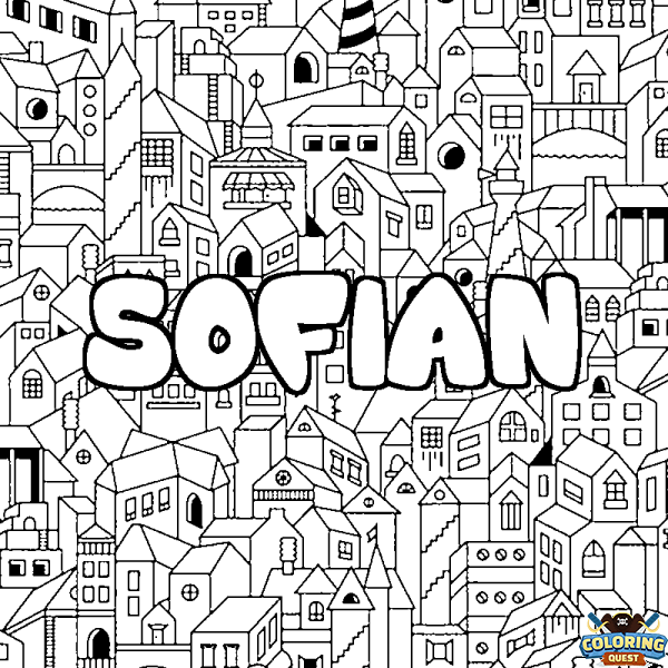 Coloring page first name SOFIAN - City background