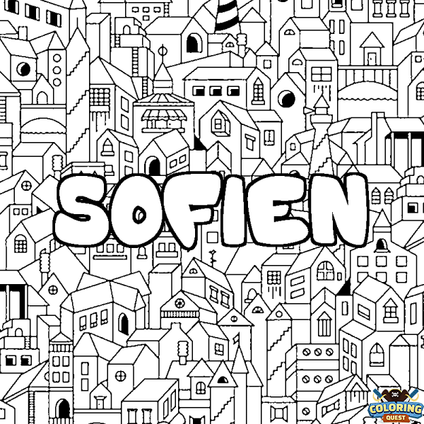 Coloring page first name SOFIEN - City background