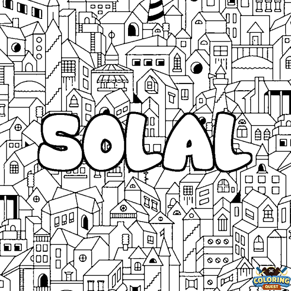 Coloring page first name SOLAL - City background