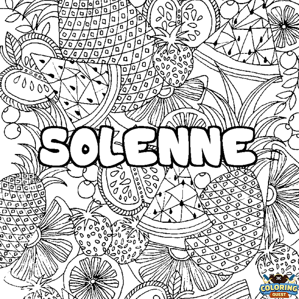 Coloring page first name SOLENNE - Fruits mandala background