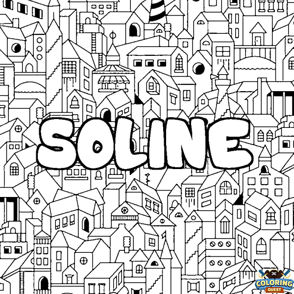 Coloring page first name SOLINE - City background