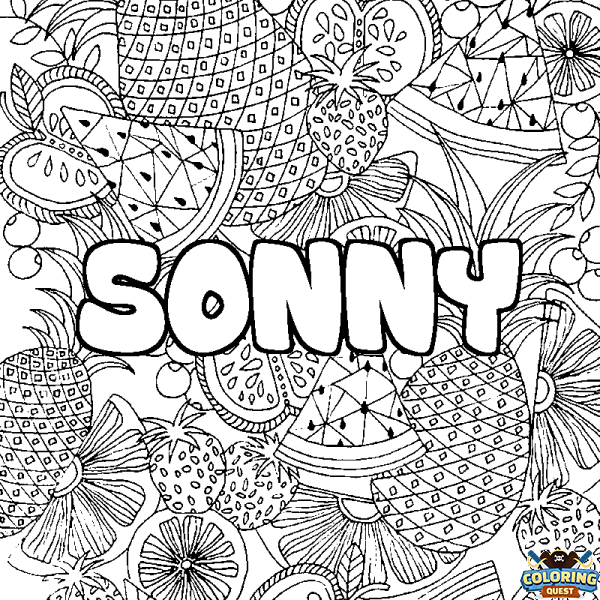 Coloring page first name SONNY - Fruits mandala background