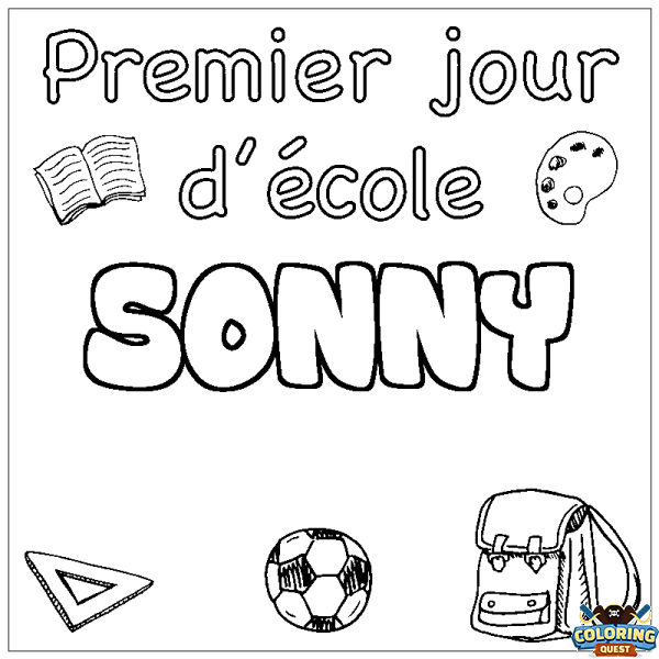 Coloring page first name SONNY - School First day background