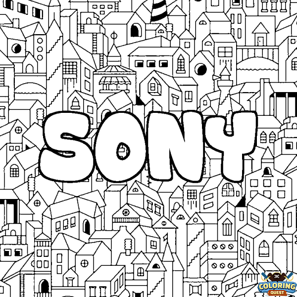 Coloring page first name SONY - City background