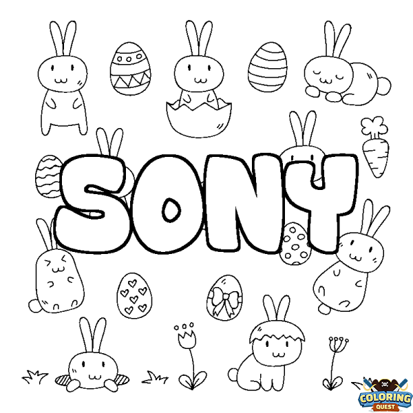 Coloring page first name SONY - Easter background