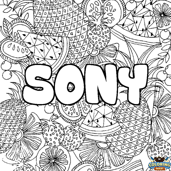 Coloring page first name SONY - Fruits mandala background