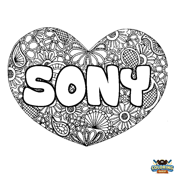 Coloring page first name SONY - Heart mandala background