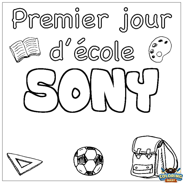 Coloring page first name SONY - School First day background