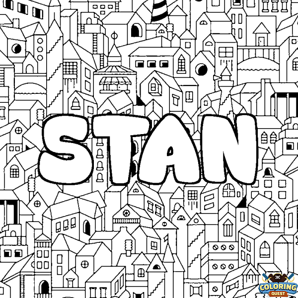 Coloring page first name STAN - City background