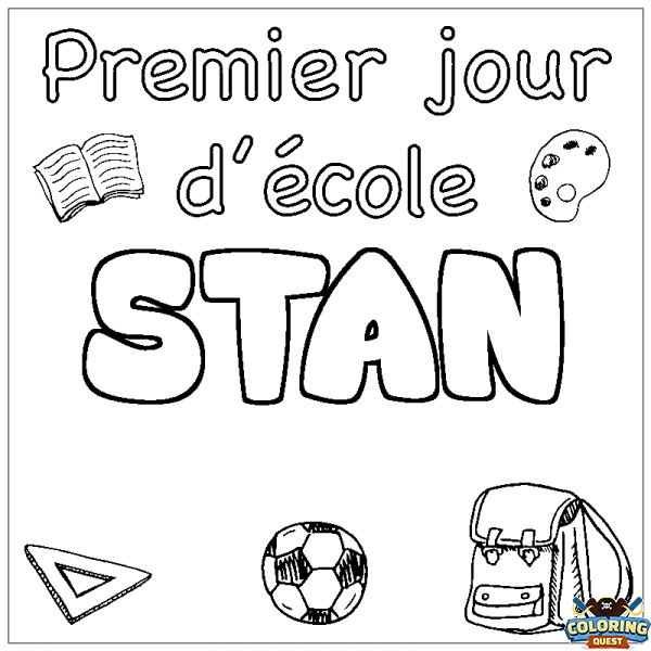 Coloring page first name STAN - School First day background