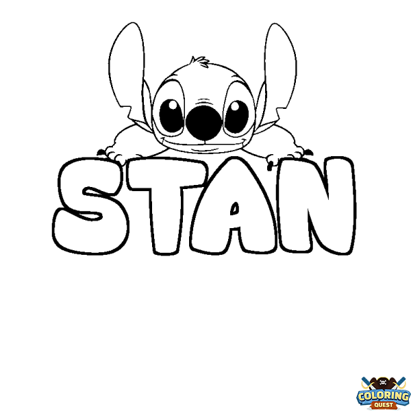 Coloring page first name STAN - Stitch background