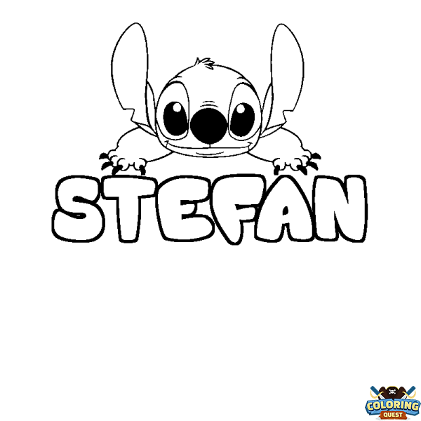Coloring page first name STEFAN - Stitch background