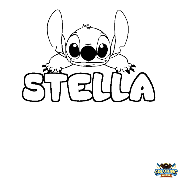 Coloring page first name STELLA - Stitch background