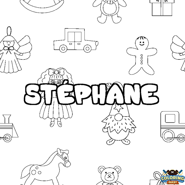 Coloring page first name ST&Eacute;PHANE - Toys background