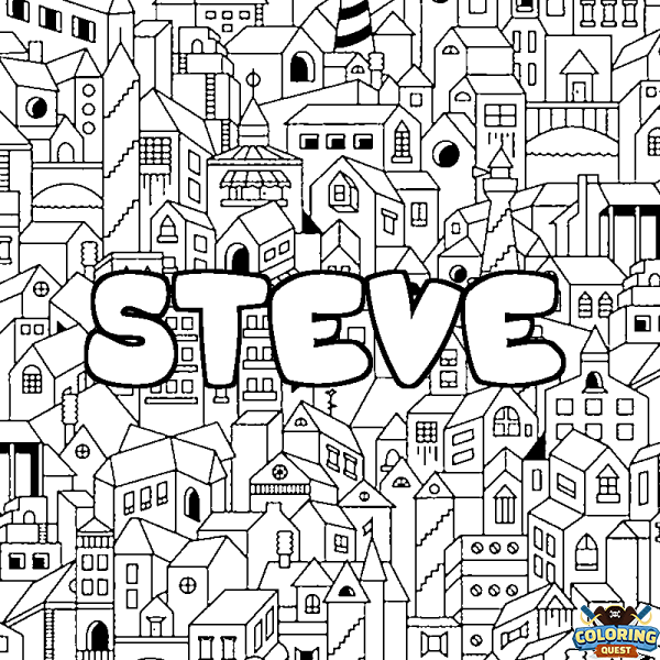 Coloring page first name STEVE - City background