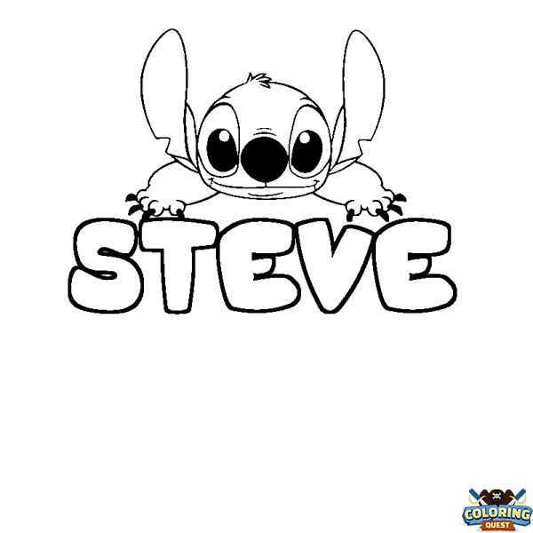 Coloring page first name STEVE - Stitch background