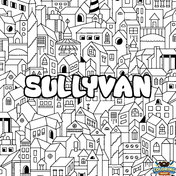 Coloring page first name SULLYVAN - City background