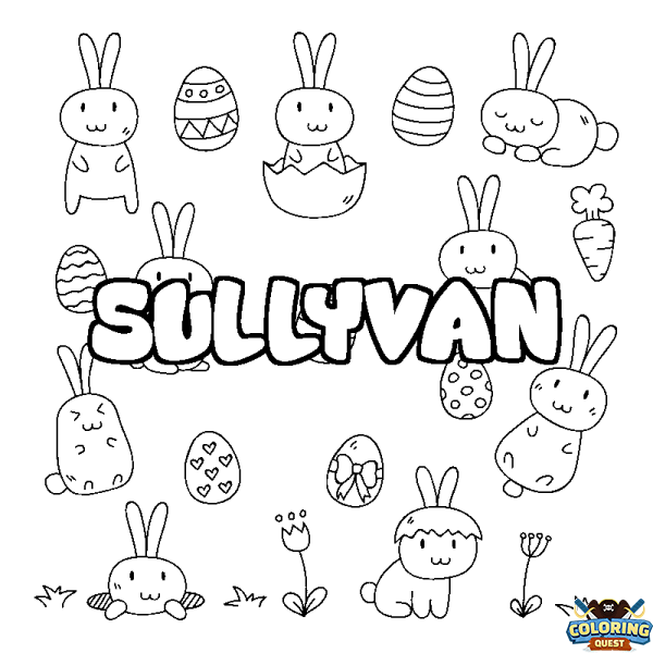 Coloring page first name SULLYVAN - Easter background