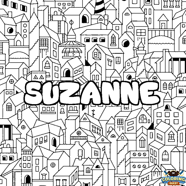 Coloring page first name SUZANNE - City background