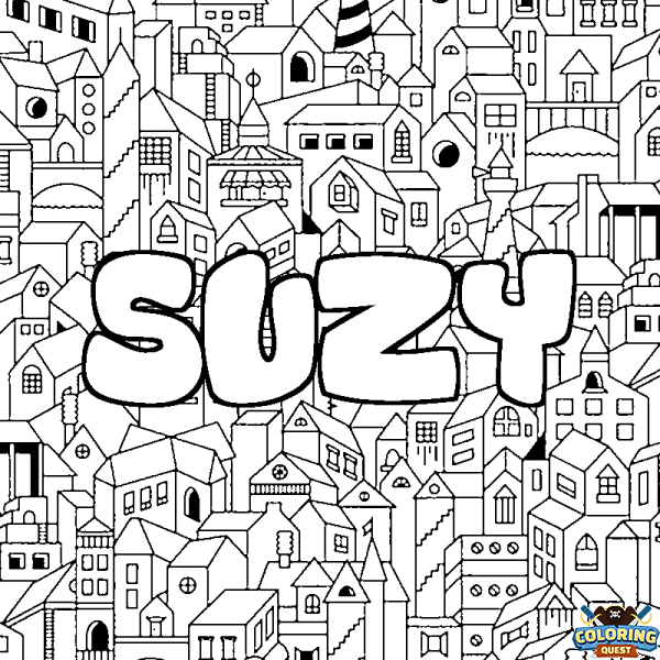 Coloring page first name SUZY - City background