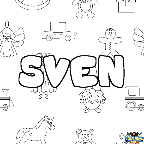 Coloring page first name SVEN - Toys background