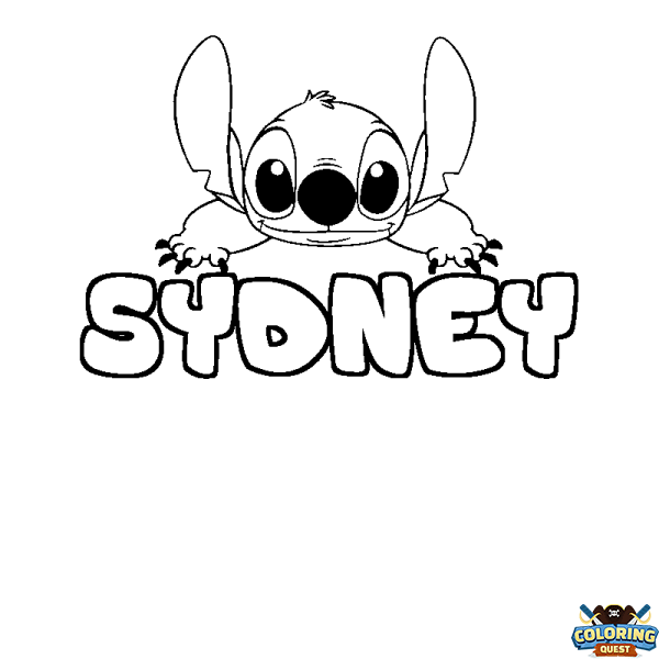 Coloring page first name SYDNEY - Stitch background