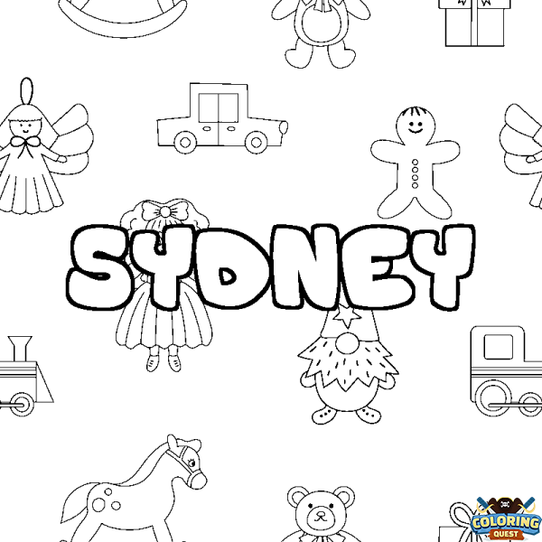 Coloring page first name SYDNEY - Toys background