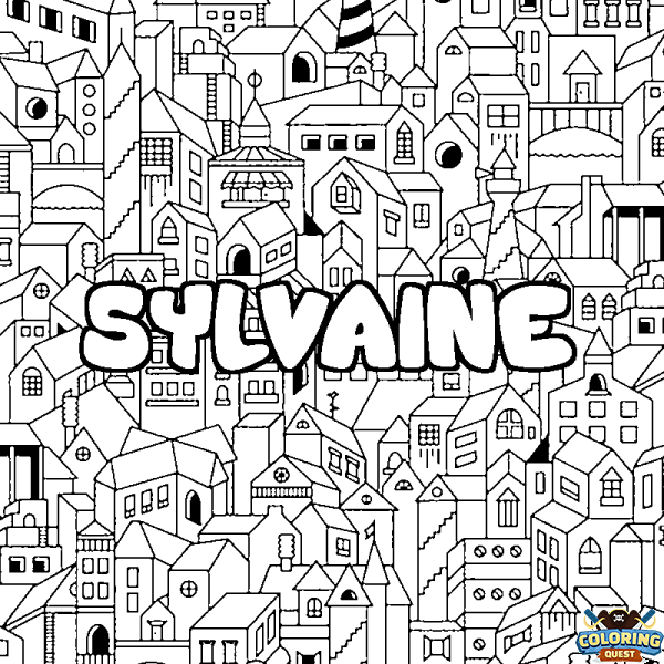 Coloring page first name SYLVAINE - City background