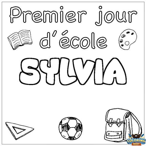 Coloring page first name SYLVIA - School First day background