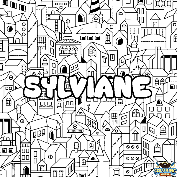 Coloring page first name SYLVIANE - City background