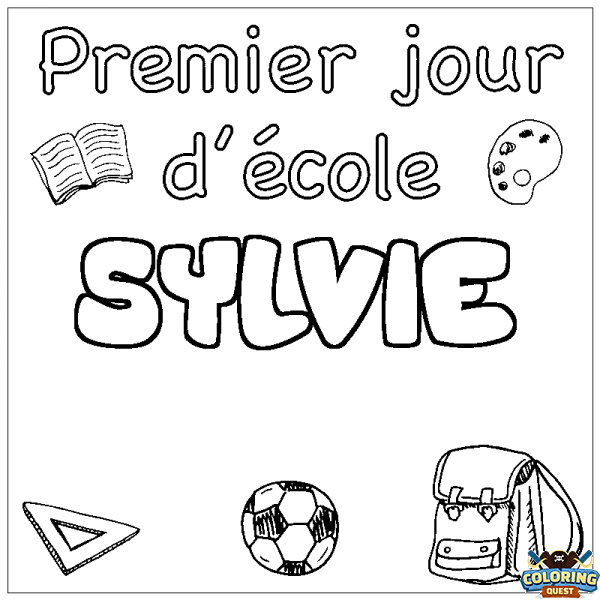 Coloring page first name SYLVIE - School First day background