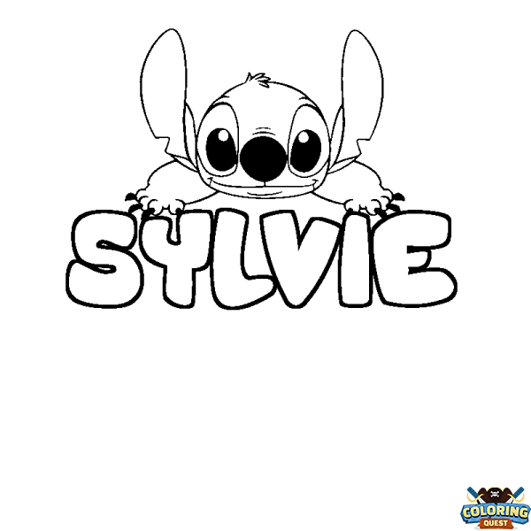 Coloring page first name SYLVIE - Stitch background