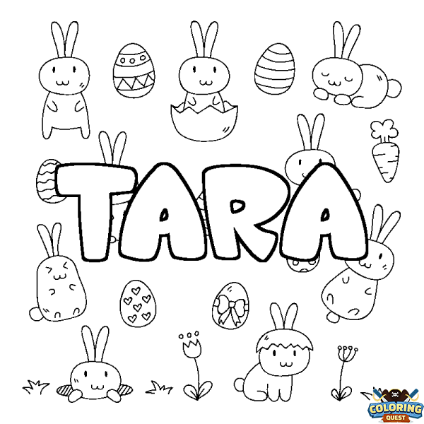 Coloring page first name TARA - Easter background