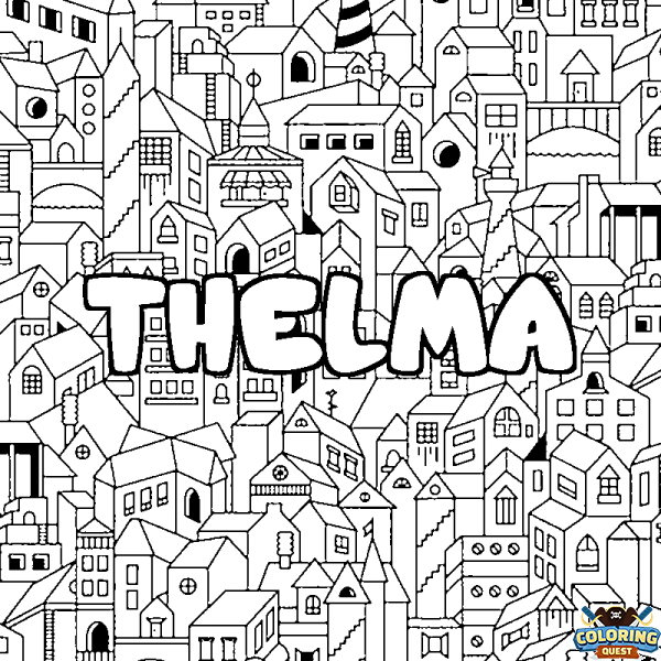 Coloring page first name THELMA - City background