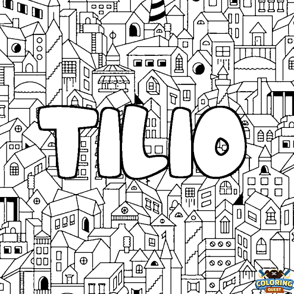 Coloring page first name TILIO - City background