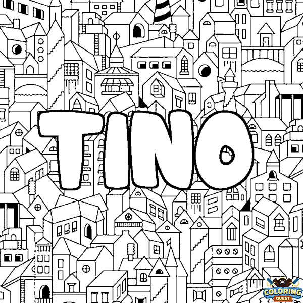 Coloring page first name TINO - City background