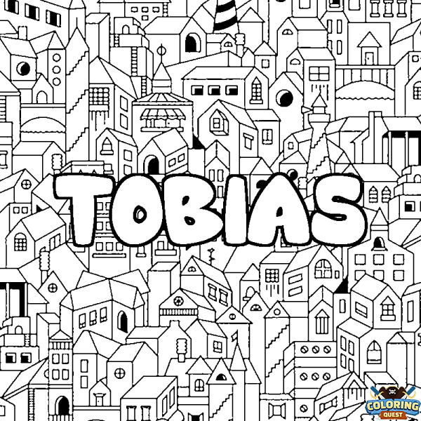 Coloring page first name TOBIAS - City background